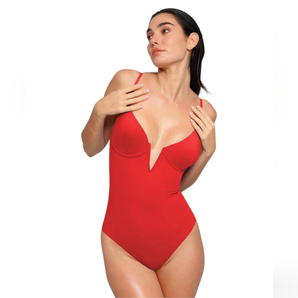The Shapewear Swimsuit Deep V-Neck One-Piece Low-Back XL